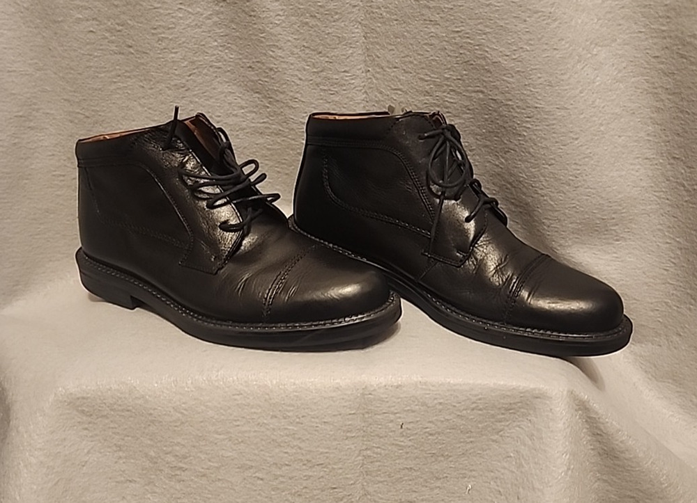 VENTURINI MEN'S BLACK ITALIAN LEATHER CHUKKA BOOTS SIZE 8.5 MADE IN ITALY